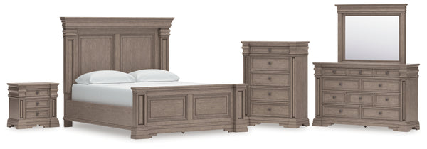 Blairhurst California King Panel Bed, Dresser, Mirror, Chest and Nightstand