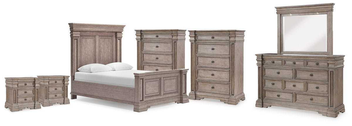 Blairhurst Queen Panel Bed. Dresser, Mirror, 2 Chests and 2 Nightstands