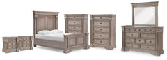 Blairhurst Queen Panel Bed. Dresser, Mirror, 2 Chests and 2 Nightstands