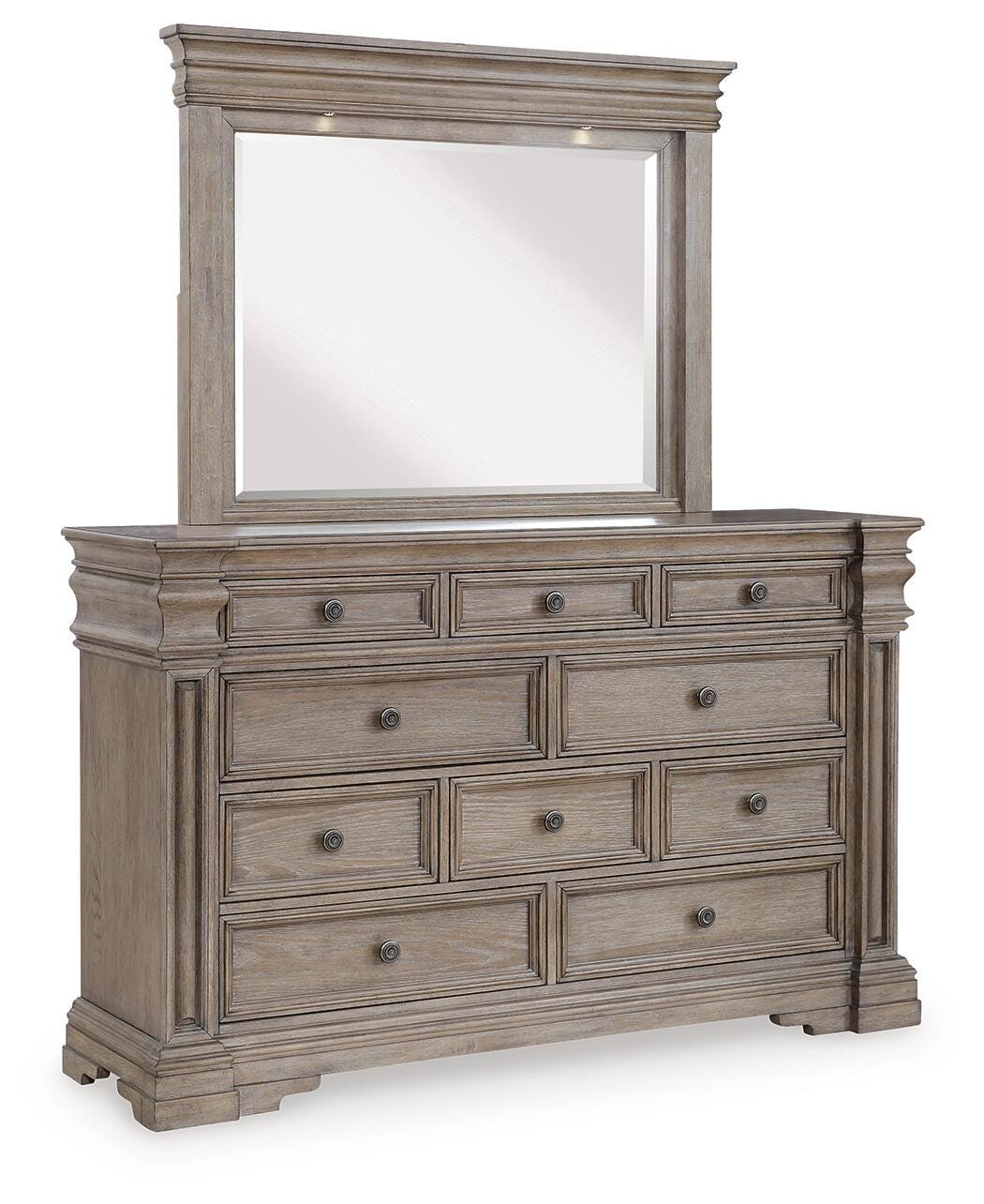 Blairhurst Queen Panel Bed. Dresser, Mirror, 2 Chests and 2 Nightstands
