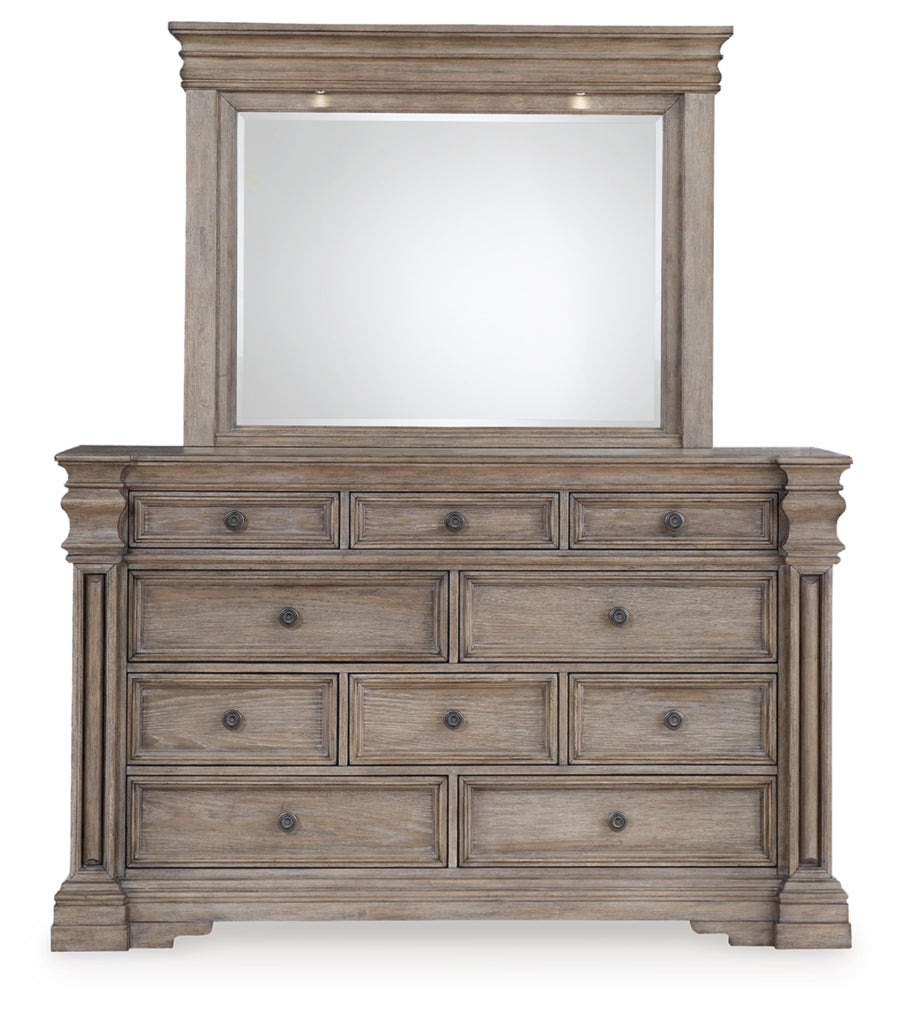 Blairhurst King Panel Bed with Mirrored Dresser
