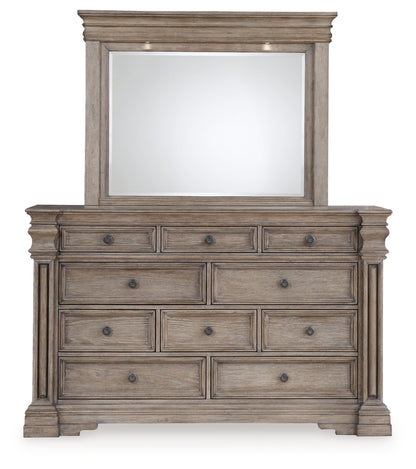 Blairhurst King Panel Bed with Mirrored Dresser
