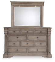 Blairhurst California King Panel Bed with Mirrored Dresser