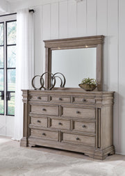 Blairhurst King Panel Bed with Mirrored Dresser and Nightstand