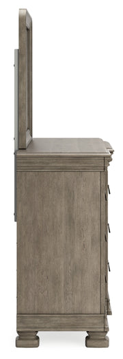 Lexorne King Sleigh Bed with Mirrored Dresser