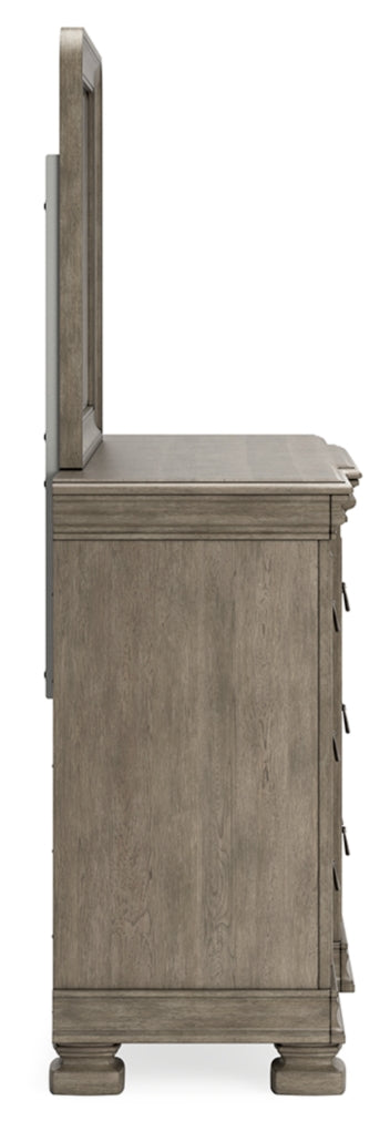 Lexorne King Sleigh Bed with Mirrored Dresser