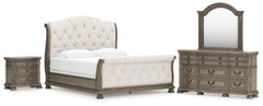Ardenfield California King Upholstered Sleigh Bed, Dresser, Mirror and Nightstand