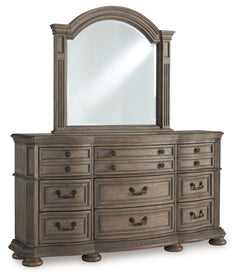 Ardenfield Queen Upholstered Sleigh Bed, Dresser, Mirror and Chest