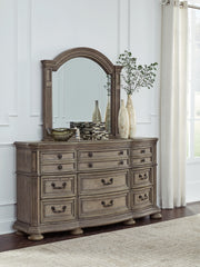 Ardenfield Queen Upholstered Sleigh Bed, Dresser and Mirror