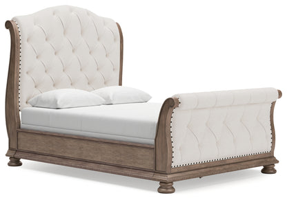 Ardenfield Queen Upholstered Sleigh Bed, Dresser and Mirror