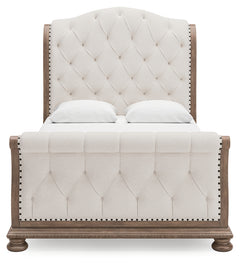 Ardenfield Queen Upholstered Sleigh Bed, Dresser, Mirror and Nightstand