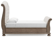 Ardenfield Queen Upholstered Sleigh Bed, Dresser and Mirror