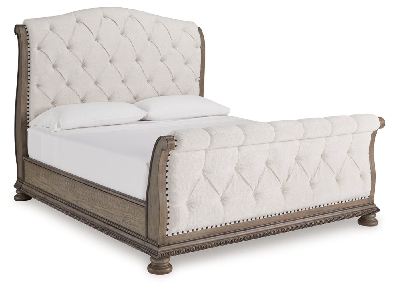 Ardenfield King Upholstered Sleigh Bed, Dresser, Mirror and Nightstand