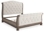 Ardenfield California King Upholstered Sleigh Bed, Dresser and Mirror
