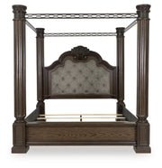 Maylee King Canopy Bed, Dresser, Mirror and Nightstand