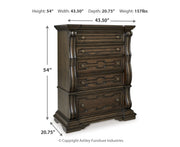 Maylee Queen Upholstered Bed, Dresser, Mirror, Chest and Nightstand