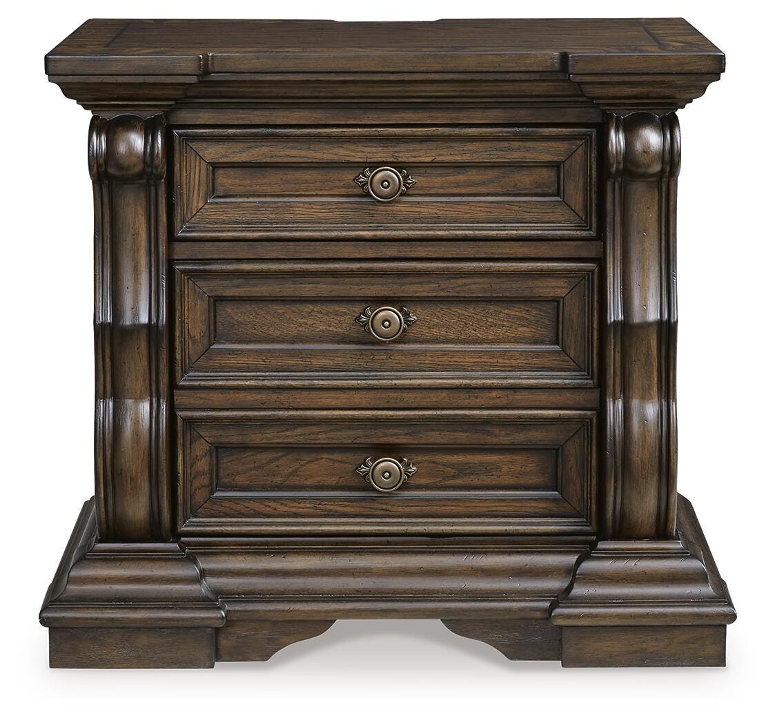 Maylee King Upholstered Bed, Dresser, Mirror, Chest and Nightstand