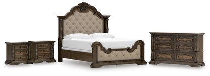 Maylee Upholstered 4PC Bedroom Set with 2 Nightstands