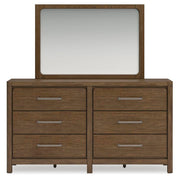 Cabalynn Queen Panel Bed with Storage with Mirrored Dresser