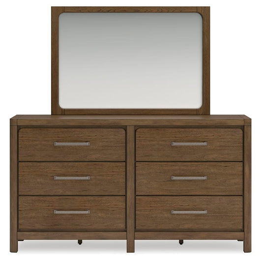 Cabalynn Queen Panel Bed with Storage with Mirrored Dresser