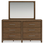 Cabalynn King Upholstered Bed with Mirrored Dresser