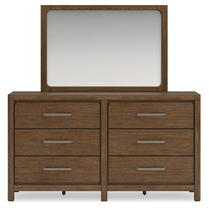 Cabalynn King Upholstered Bed with Mirrored Dresser