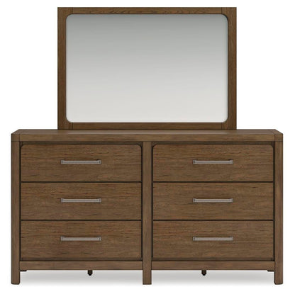 Cabalynn King Upholstered Bed with Mirrored Dresser