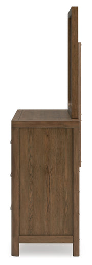 Cabalynn King Upholstered Bed with Mirrored Dresser
