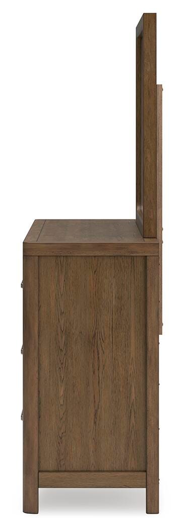 Cabalynn King Upholstered Bed with Mirrored Dresser