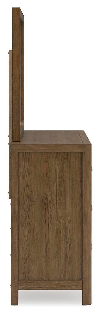 Cabalynn California King Upholstered Bed with Mirrored Dresser
