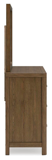 Cabalynn King Upholstered Bed with Mirrored Dresser