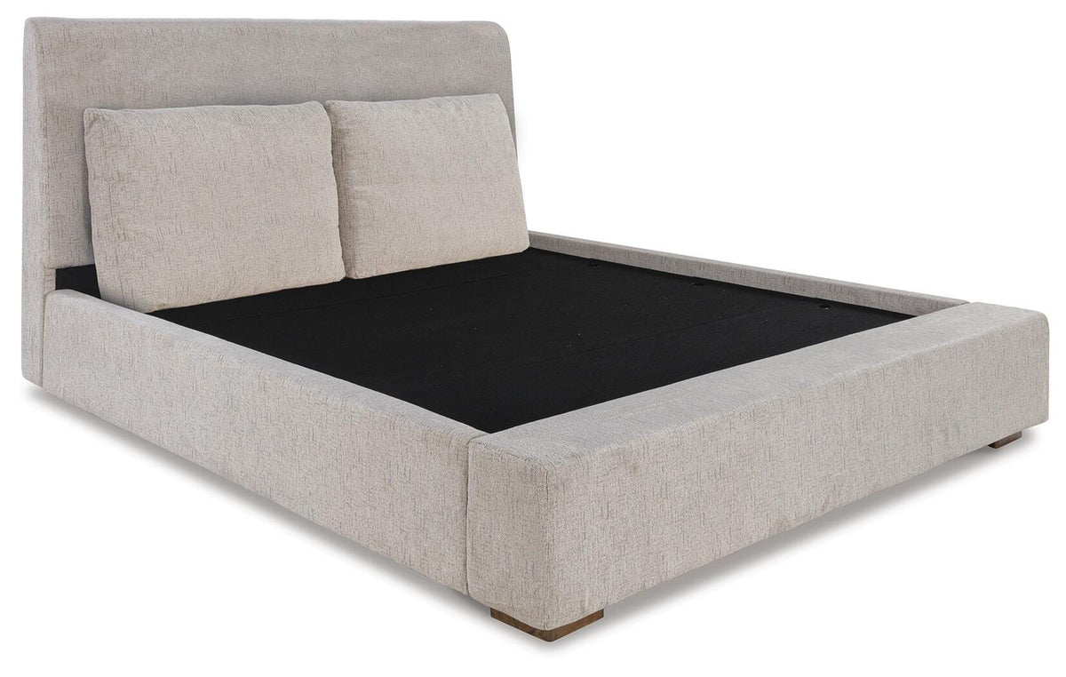 Cabalynn King Upholstered Bed with Mirrored Dresser and Nightstand