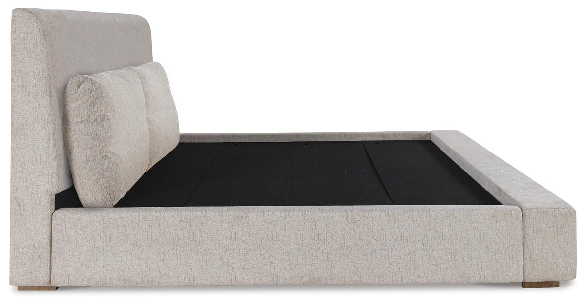 Cabalynn King Upholstered Bed with Mirrored Dresser and Nightstand