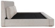 Cabalynn King Upholstered Bed with Mirrored Dresser and Nightstand