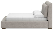 Cabalynn California King Upholstered Bed with Mirrored Dresser