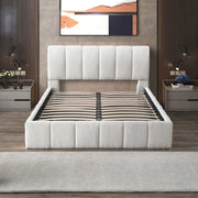 Cama tamaño king Hilar con plataforma en bouclé blanca