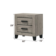 Mesita de noche rectangular Mari de 22" de largo y 2 cajones