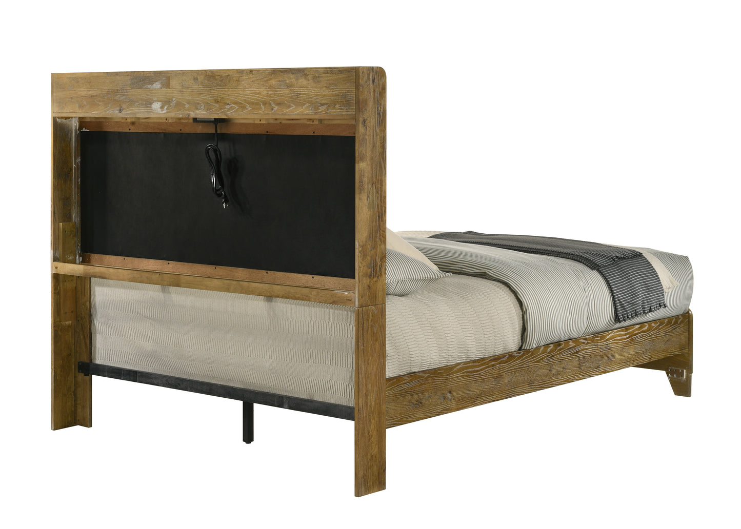 Garcia Upholstered Eastern King Bed with USB and Multi-Compartment Headboard