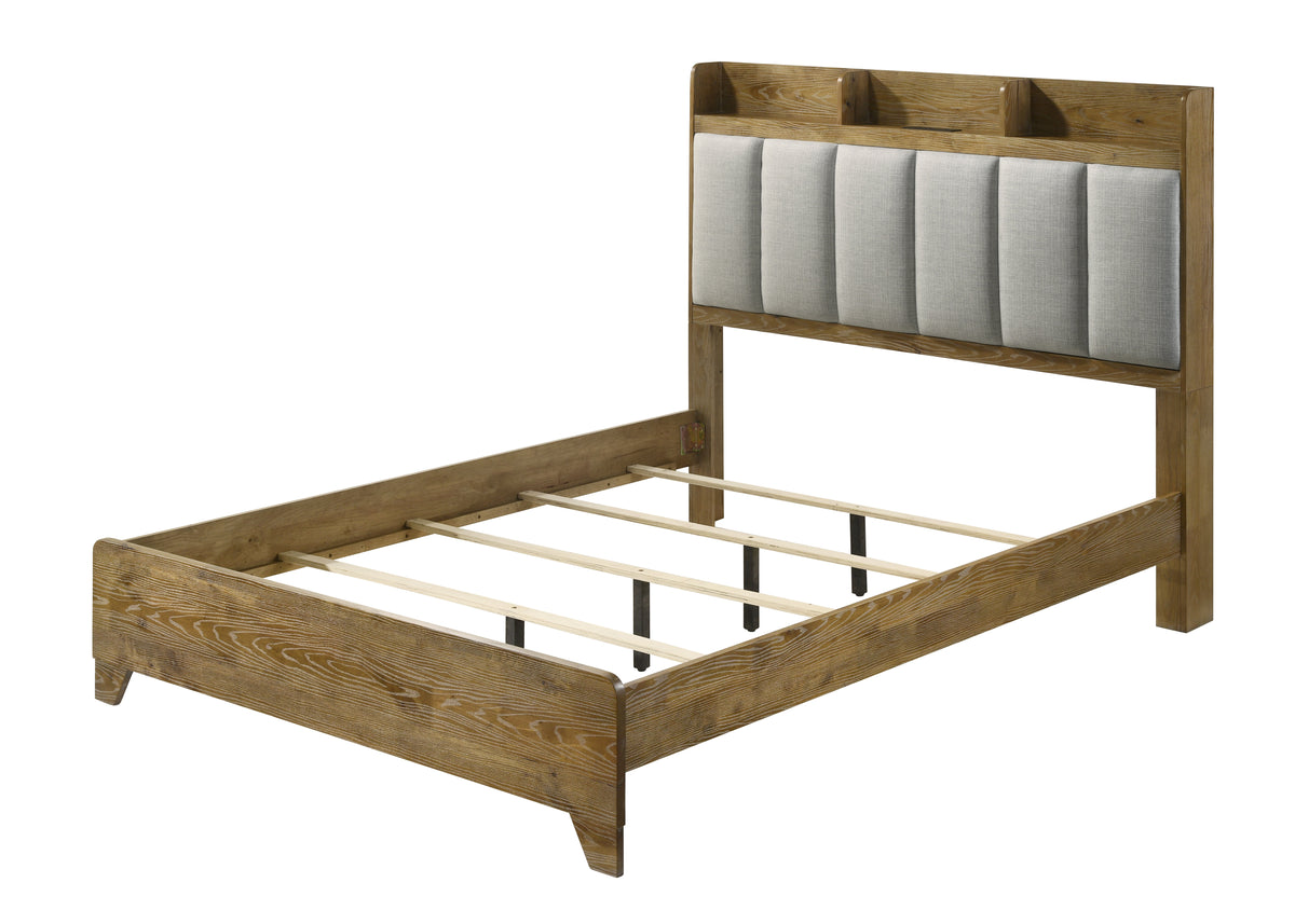 Garcia Upholstered Queen Bed with USB and Multi-Compartment Headboard