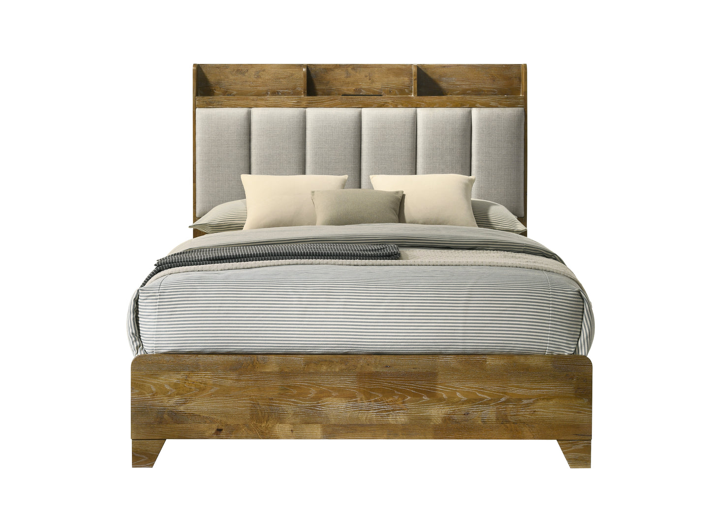 Garcia Upholstered Queen Bed with USB and Multi-Compartment Headboard