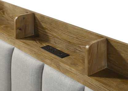 Garcia Upholstered Queen Bed with USB and Multi-Compartment Headboard