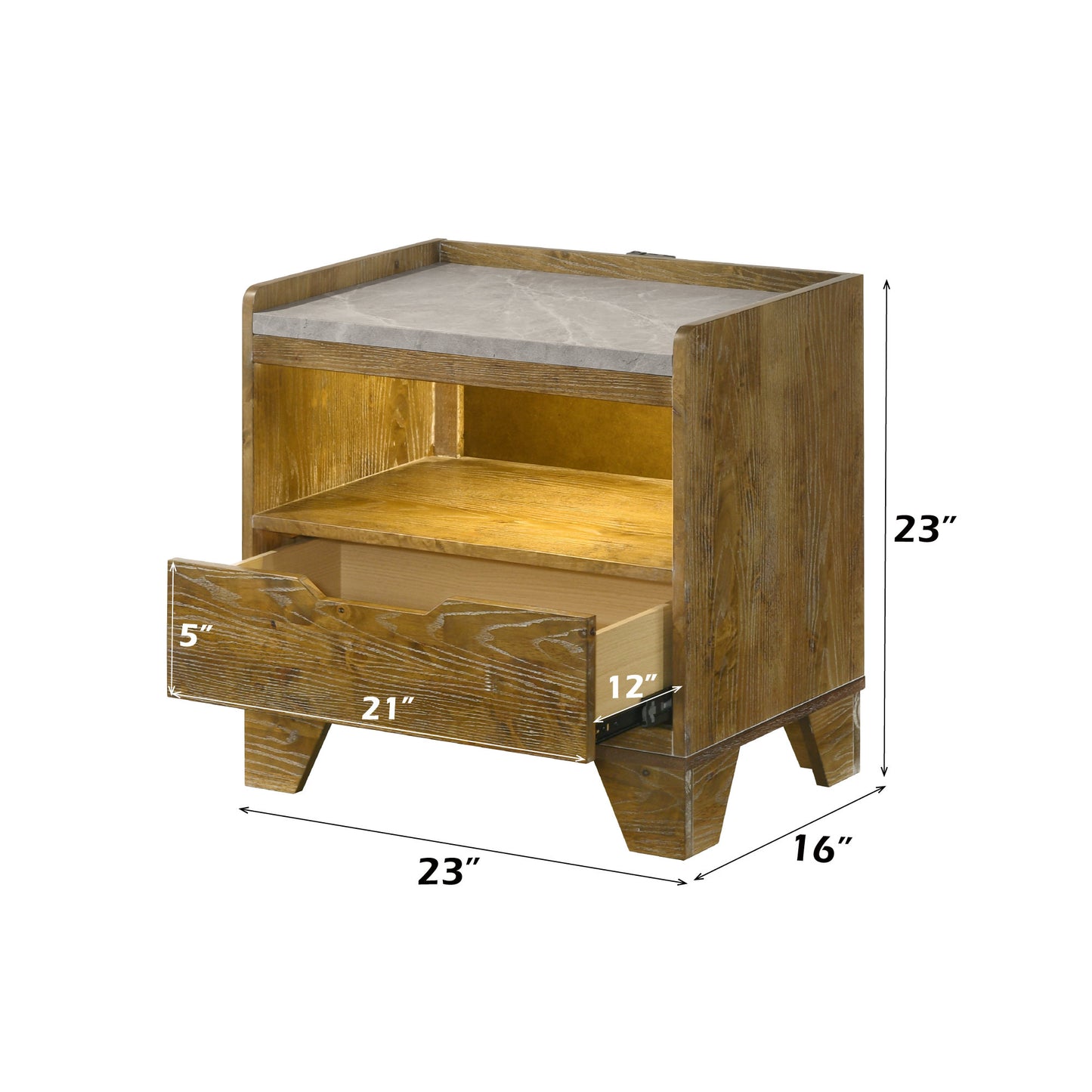 Garcia 1 - Drawer Rectangular Nightstand with LED Lighting