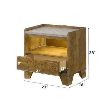 Garcia 1 - Drawer Rectangular Nightstand with LED Lighting