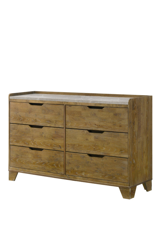 Garcia 6 - Drawer Rectangular Dresser with Wooden Leg