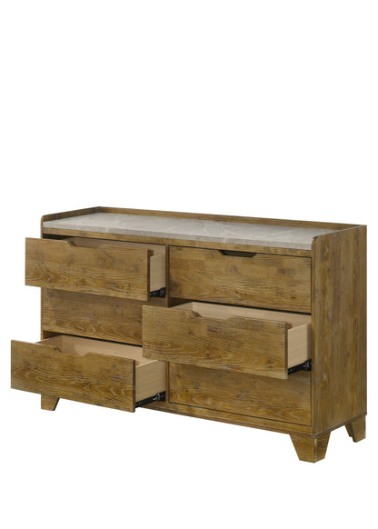 Garcia 6 - Drawer Rectangular Dresser with Wooden Leg