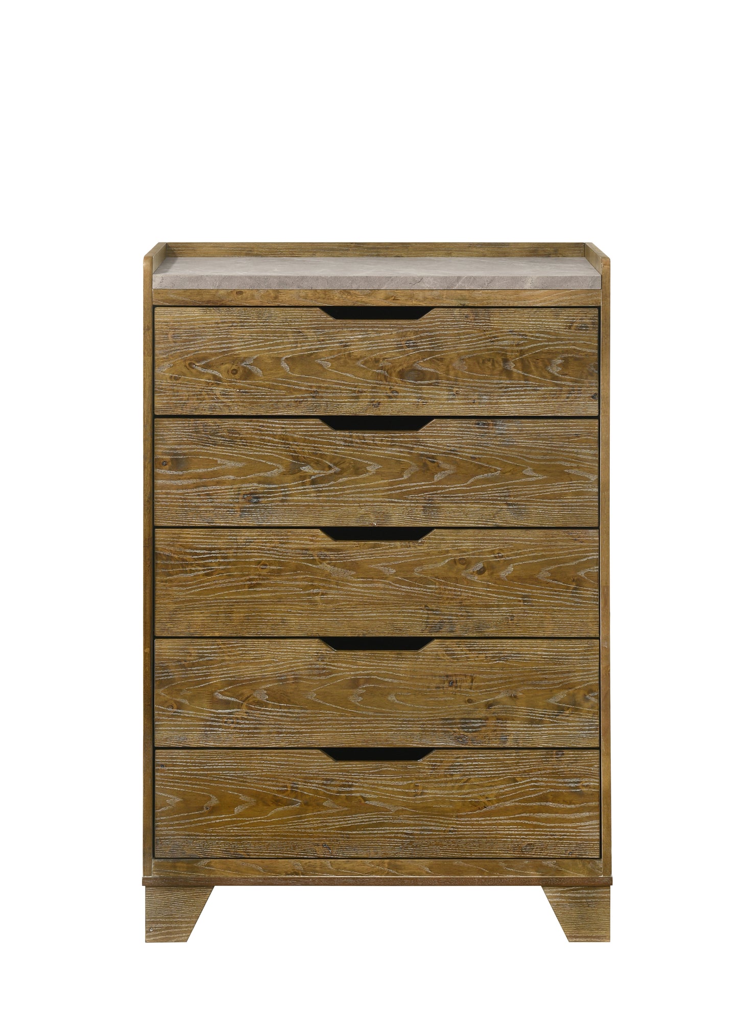 Garcia 5 - Drawer Rectangular Chest with Wooden Leg