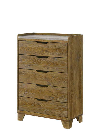 Garcia 5 - Drawer Rectangular Chest with Wooden Leg