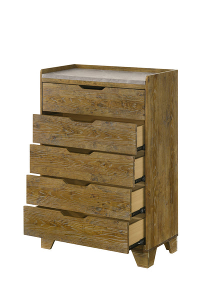Garcia 5 - Drawer Rectangular Chest with Wooden Leg