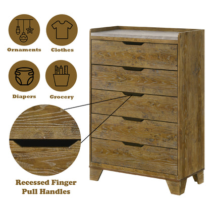 Garcia 5 - Drawer Rectangular Chest with Wooden Leg