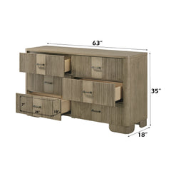 Lakkari 6 - Drawer Rectangular Dresser with Metal Knob